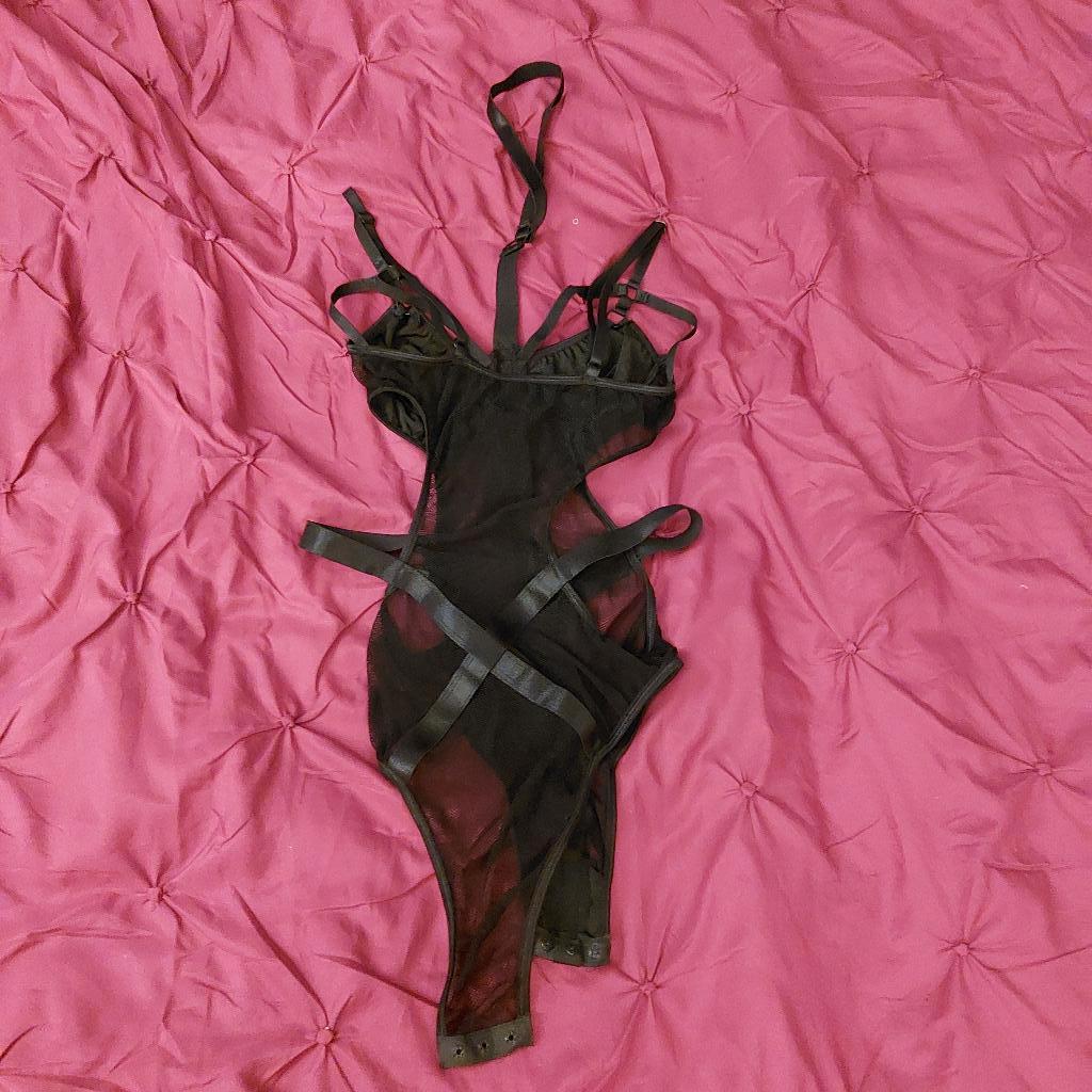 sexy body met leerelementen en veel mesh, maat S, als nieuw, Verzenden, Zwart, Body of Korset