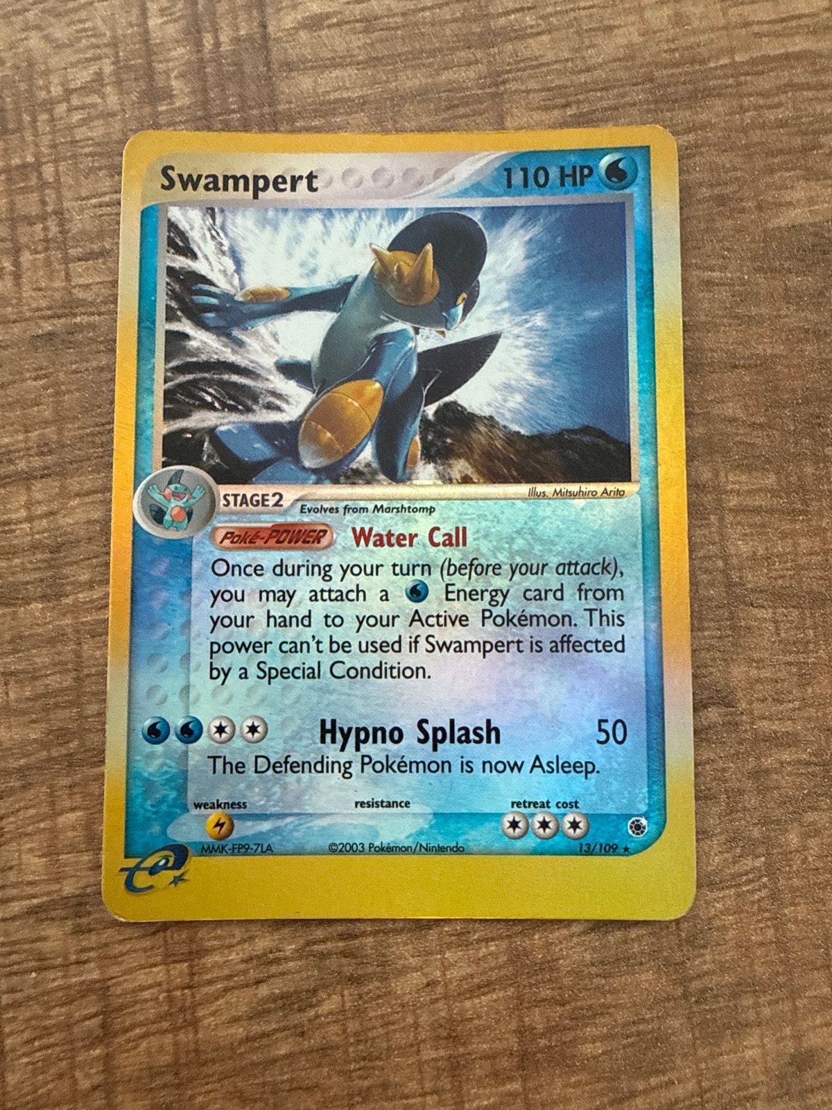 Swampert Pokémon Kaart 13/109 EX Ruby & Sapphire, Ophalen, Gebruikt, Losse kaart