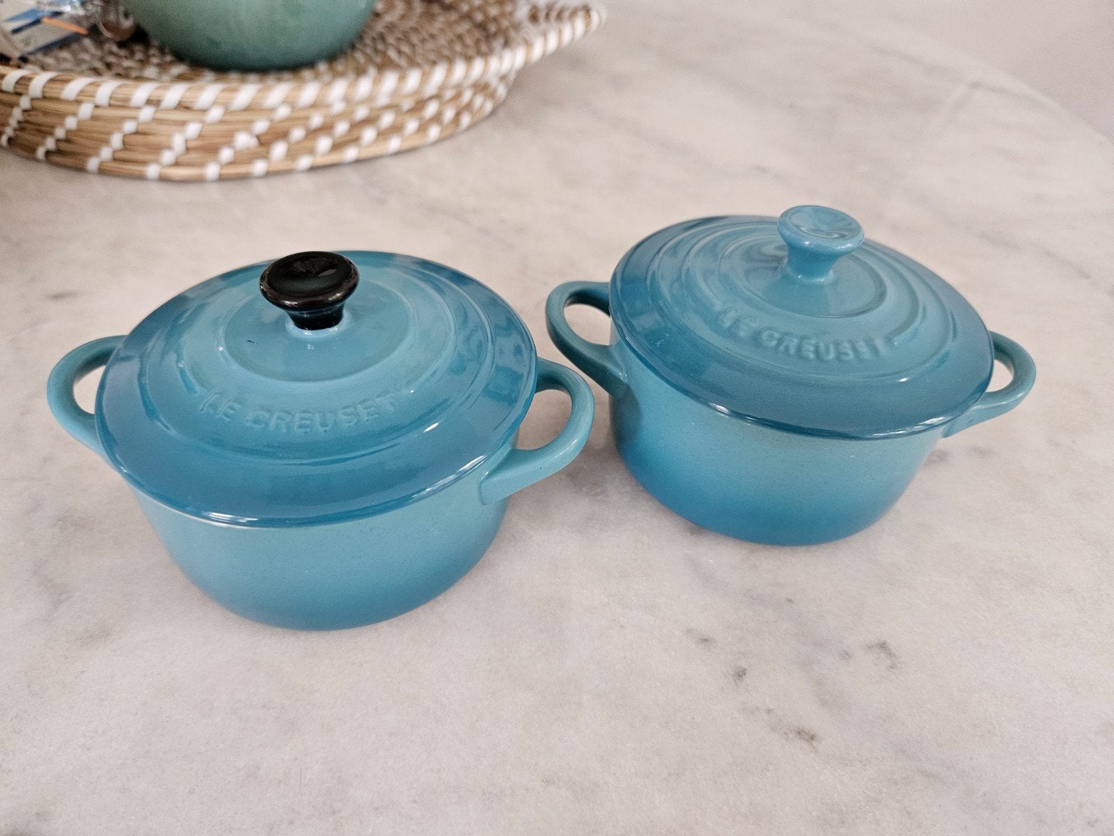 Le Creuset set 2 pannetjes, Huis en Inrichting, Keuken | Potten en Pannen, Ophalen, Overige materialen, Pot, Bus of Blik