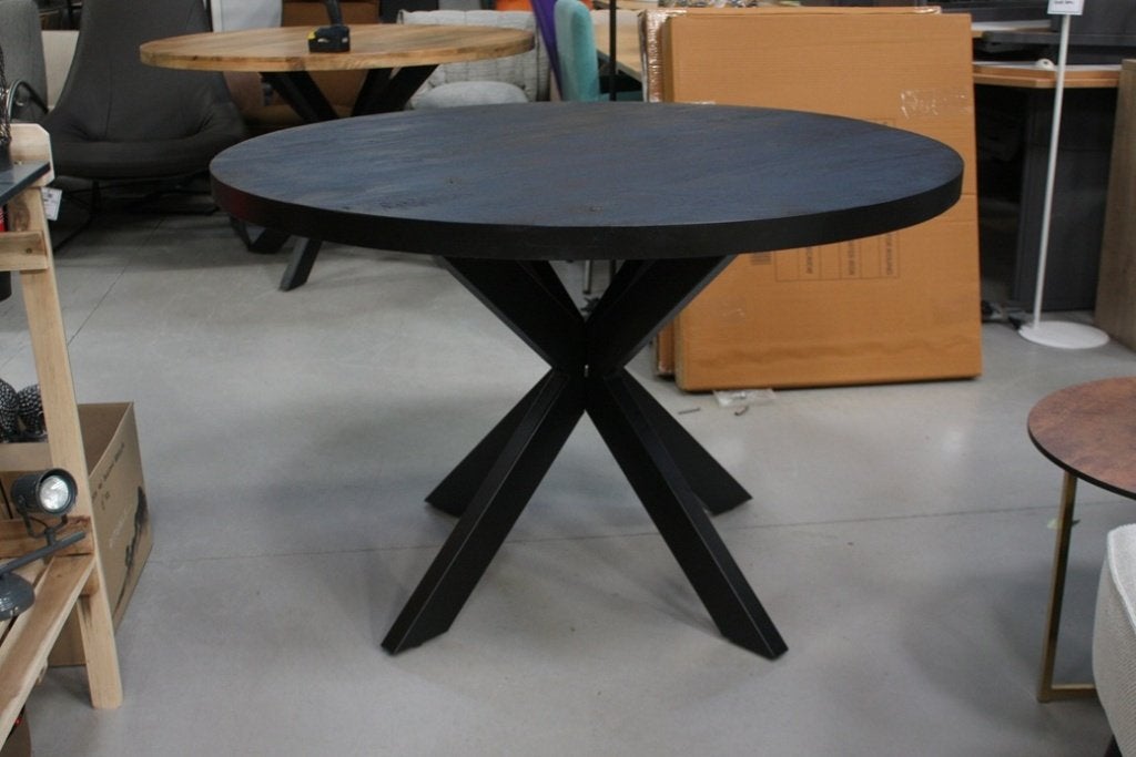 Nieuwe ronde zwarte tafels eettafel metaal mangohout, Rond, Nieuw, Vijf personen of meer, Ophalen