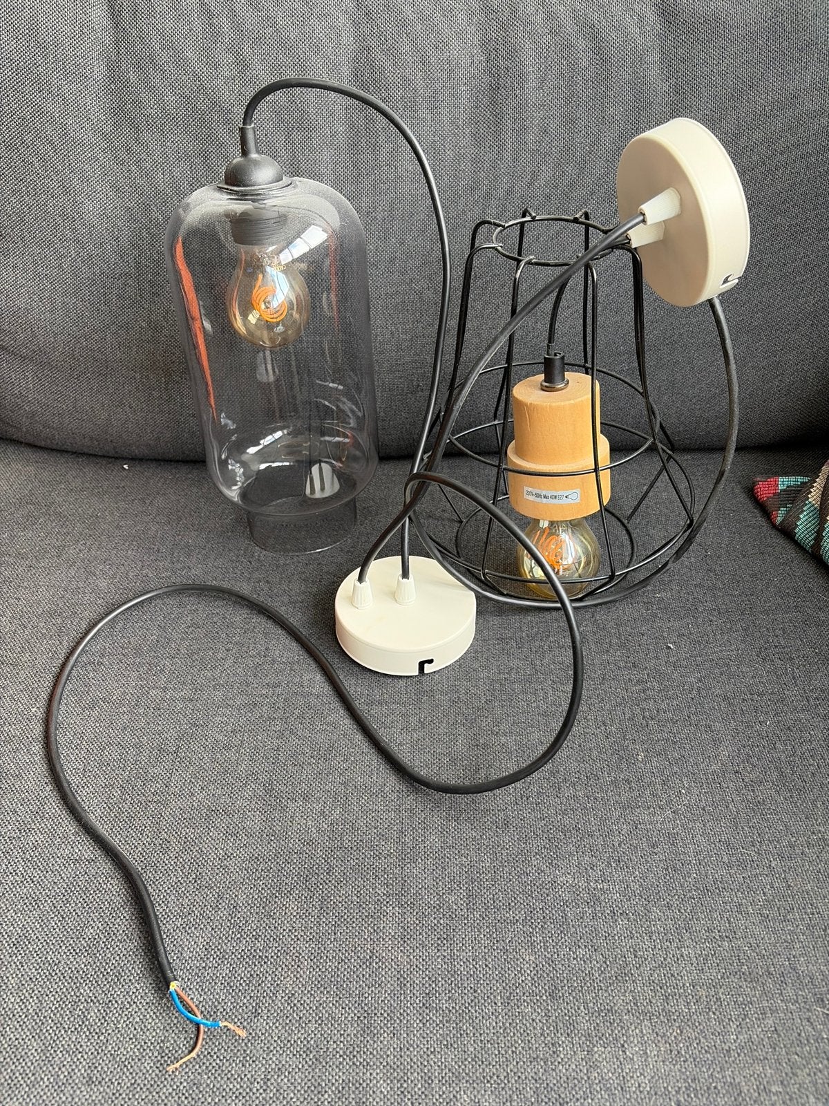 IKEA Hanglampen Set: Glazen en Draadkooi, Ophalen, Gebruikt, Glas, E27 (groot)