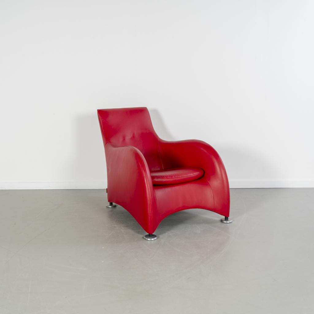 1x Montis Loge Fauteuil Ferrari Rood Leder - Aluminium, Niet ingevuld, 100 tot 125 cm, Niet ingevuld, Ophalen of Verzenden