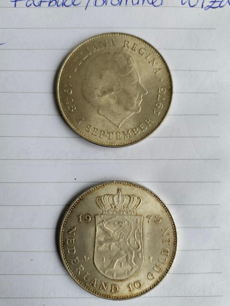 Zilveren tientje 1973 - 2 stuks (ook los te koop), Ophalen of Verzenden, Koningin Juliana, 10 gulden