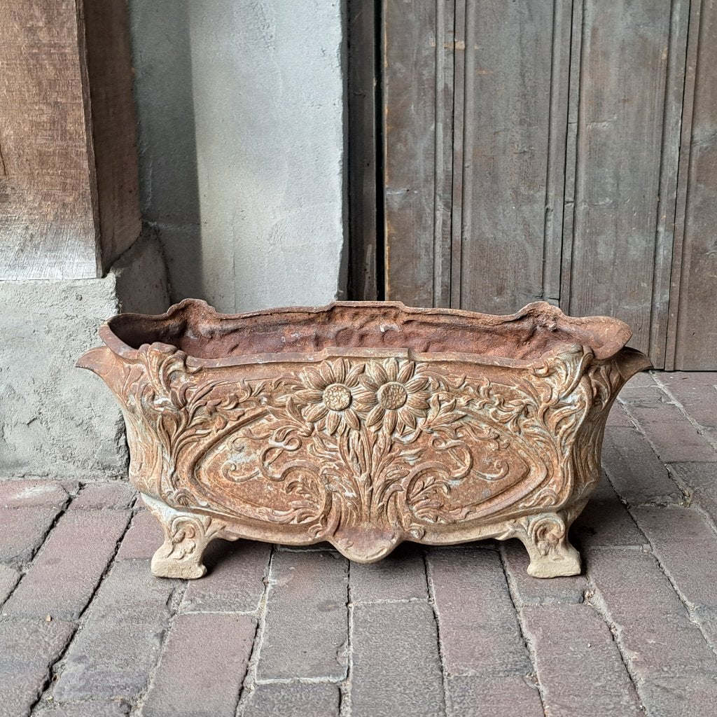 Oude Franse gietijzeren jardinière tuinvaas vaas *Etage3*, Gebruikt, ., Ophalen of Verzenden, .