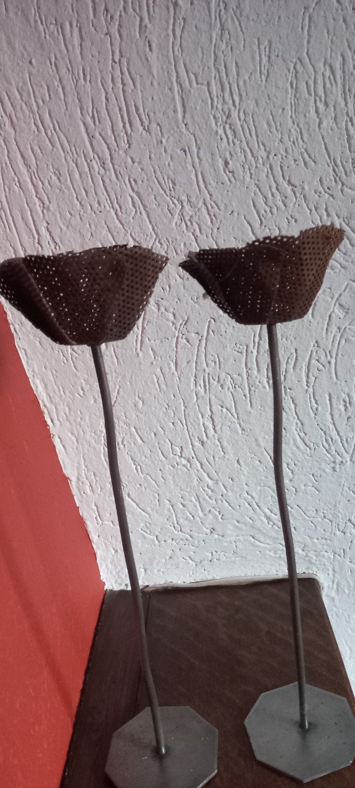 Handgemaakte Cortenstaal Kandelaars - 35 cm Hoog, Ophalen of Verzenden
