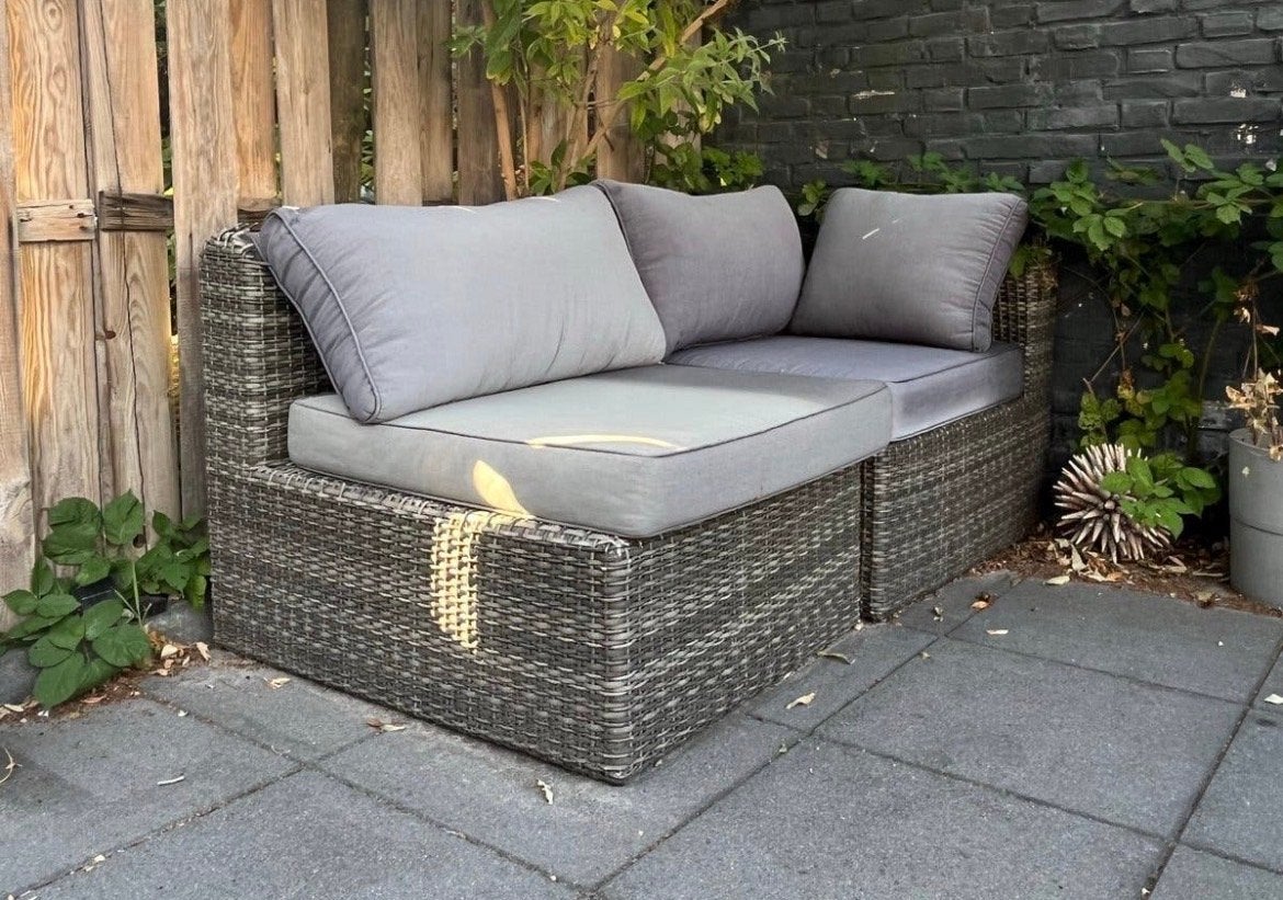 Comfortabele Wicker Loungeset met Kussens, 2 zitplaatsen, Gebruikt, Ophalen of Verzenden, Loungeset