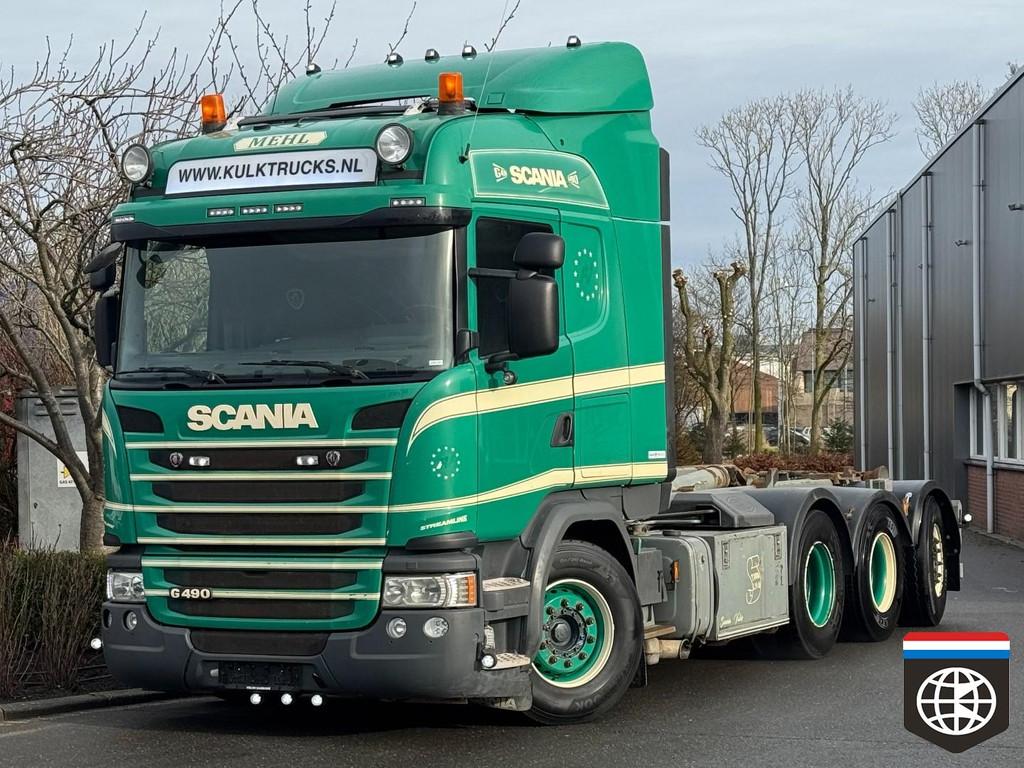 Scania R 490 MEILER HOOK lift 25t remote - Highline 8X4 / 4, Auto's, Vrachtwagens, Bedrijf, Te koop, ABS, Airconditioning, Bi-Xenon koplampen