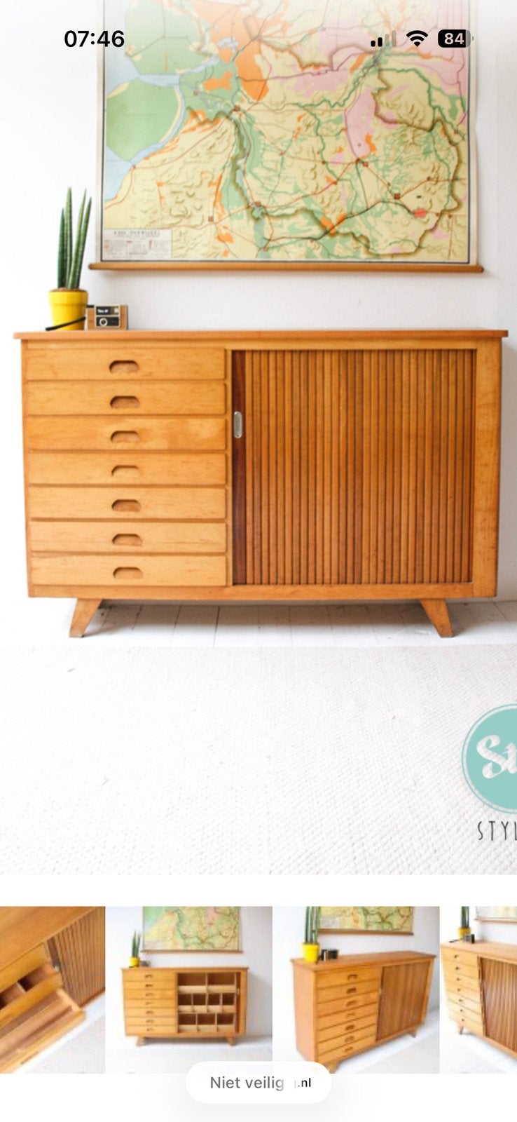 Dressoir, schoolkast, fourniturenkast, naaigaren, vintage, Ophalen, Gebruikt, 100 tot 150 cm, Vintafe, jaren 50, 60, mid century