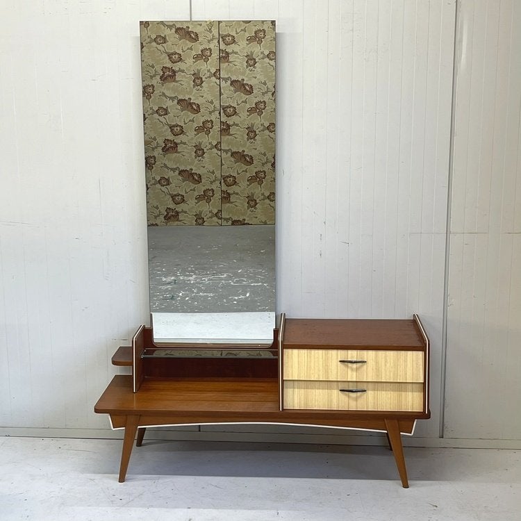 Vintage mid-century kaptafel toilettafel lowboard jaren 60, Ophalen, Overige materialen, Gebruikt, 100 tot 150 cm