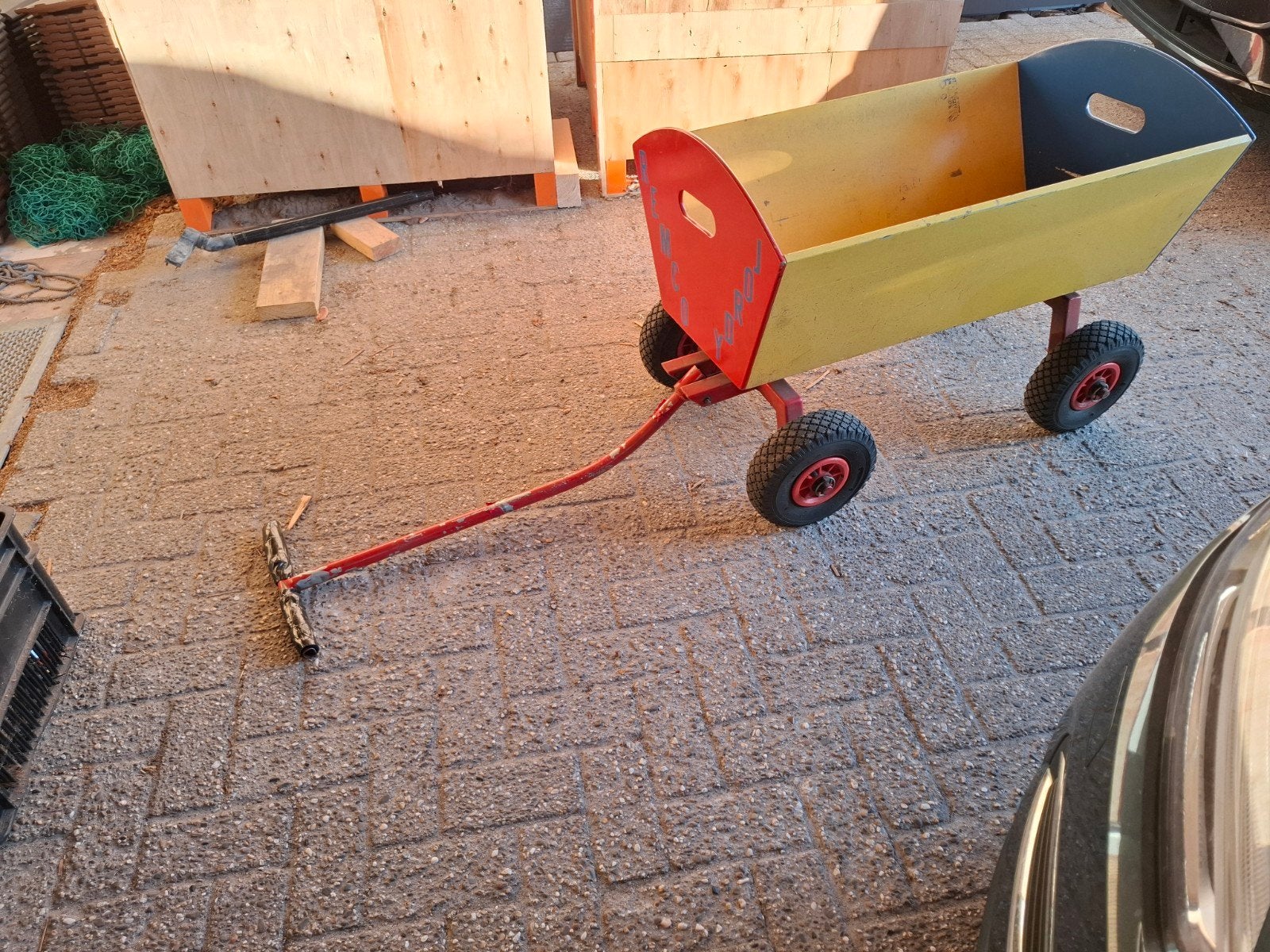 Houten bolderkar, Ophalen, Gebruikt