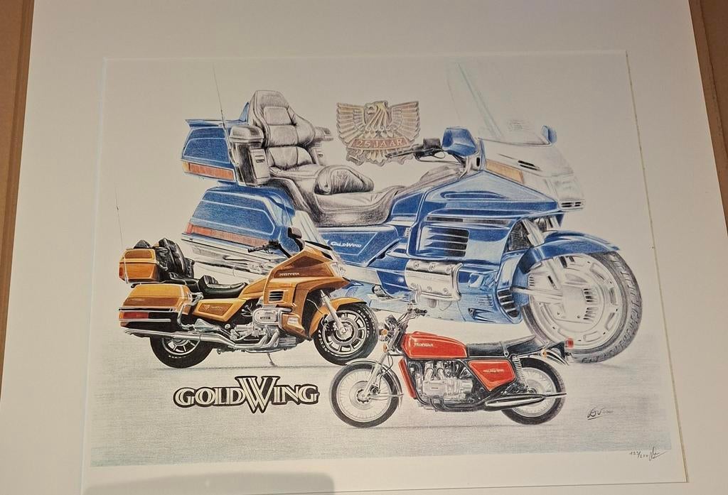 Goldwing, Met lijst, Deurposter of groter, Ophalen of Verzenden, Overige onderwerpen
