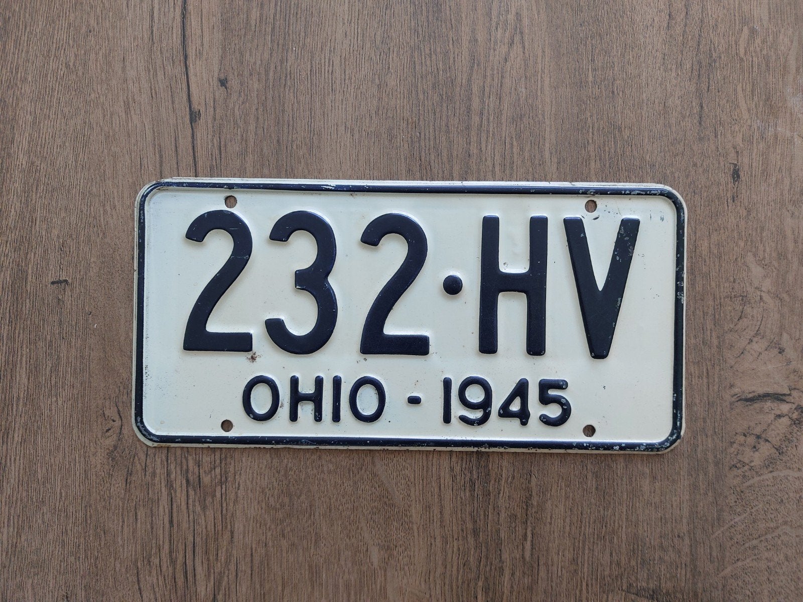 Kenteken 1945 Ohio USA Nummerplaat Nummerbord, Verzamelen, Ophalen of Verzenden, Gebruikt, Auto's