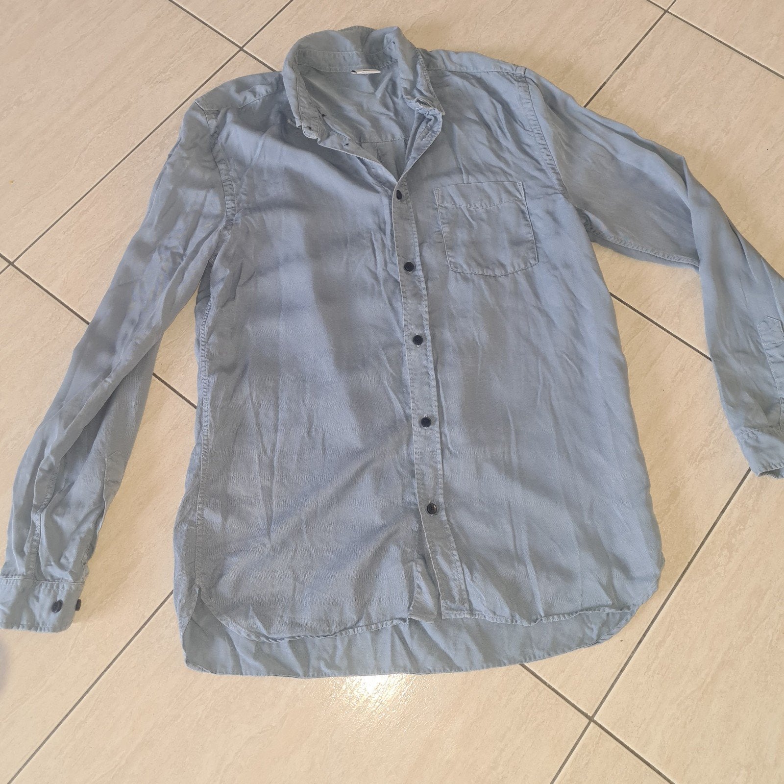 Won Hundred overhemd - Maat M, Kleding | Heren, Ophalen, Blauw, Halswijdte 39/40 (M), Zo goed als nieuw