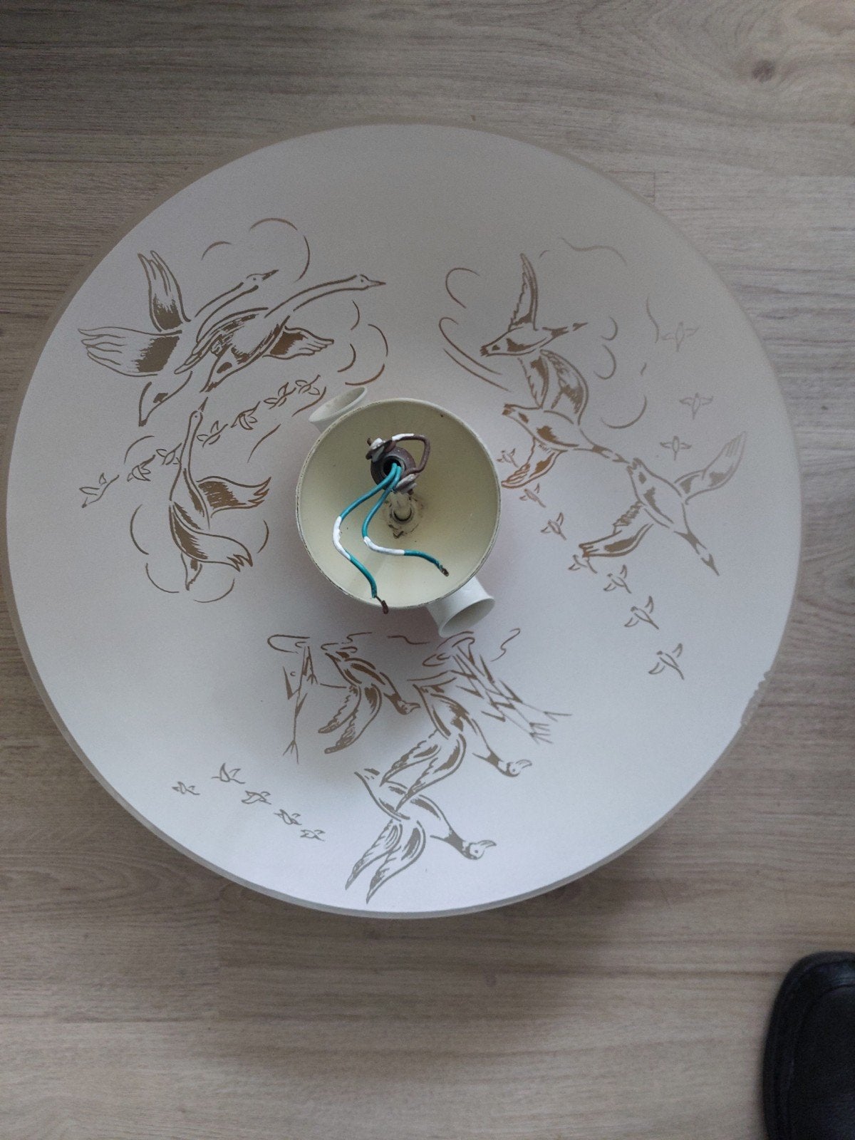 Vintage plafond lamp., Ophalen, 47 cm, Glas, LED