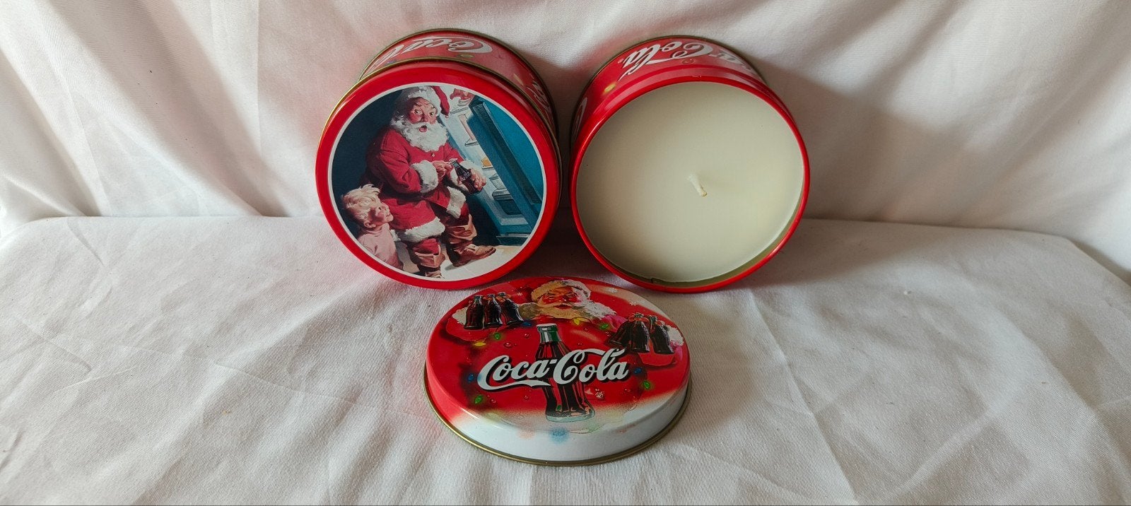Coca-Cola Kerstkaarsen in blik - Set van 2, Ophalen of Verzenden