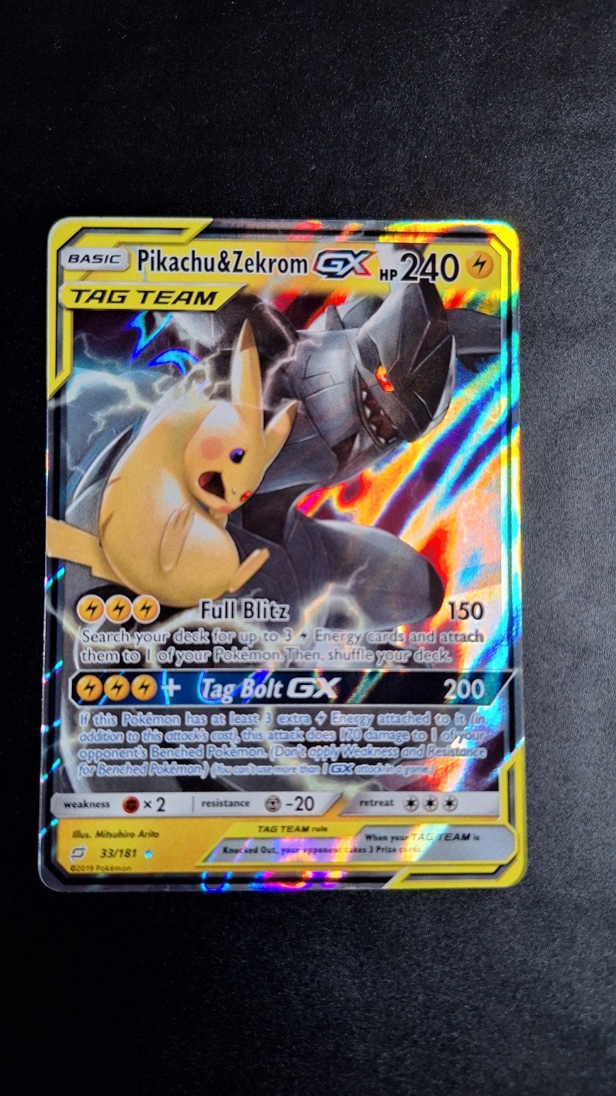 Pikachu & Zekrom GX Team up 33/181, Verzenden, Zo goed als nieuw, Losse kaart, Foil