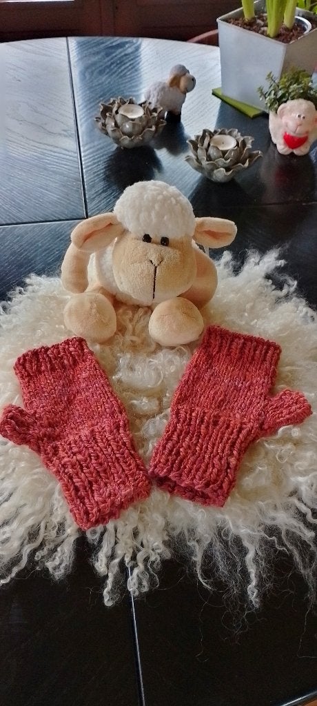 Polswarmers herfstrood, merino / bamboe, handgemaakt, Ophalen of Verzenden, Nieuw, Maat 38/40 (M), Handschoenen