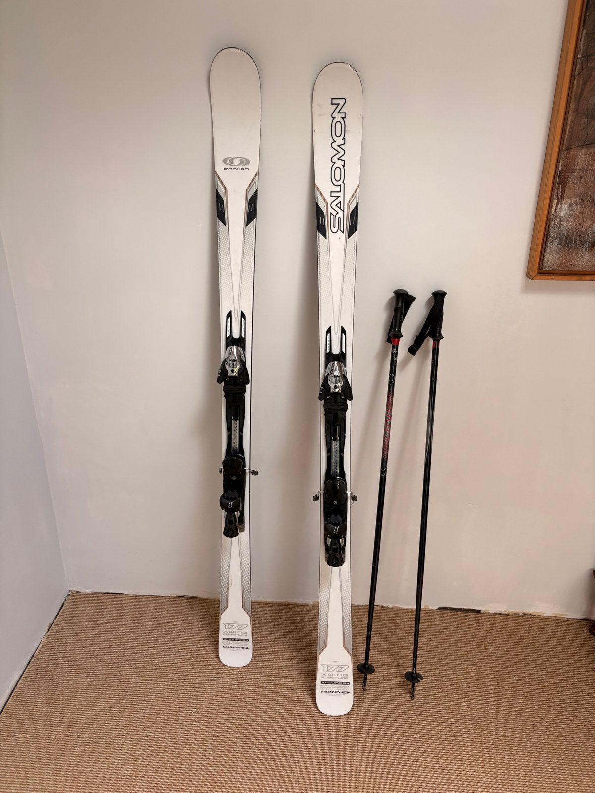 Salomon ski's met bindingen en skistokken, Ophalen, 160 tot 180 cm, Gebruikt, Salomon