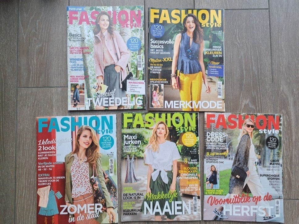 5x Fashion Style Tijdschriften - Nrs. 2, 3, 4, 5, 6, Overige merken, Overige typen, Vrouw, Ophalen of Verzenden
