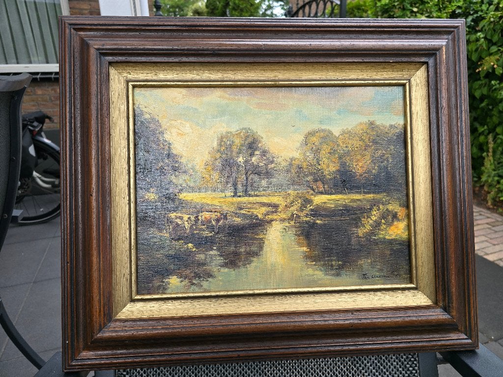 Schilderij Ton Ankone, Antiek en Kunst, Ophalen, Doek, Oud hollands, Olieverf