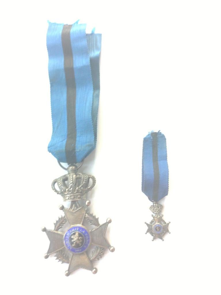 R België medaille orde van Leopold II ridder met miniatuur, Ophalen of Verzenden, Landmacht, Overige gebieden, Lintje, Medaille of Wings