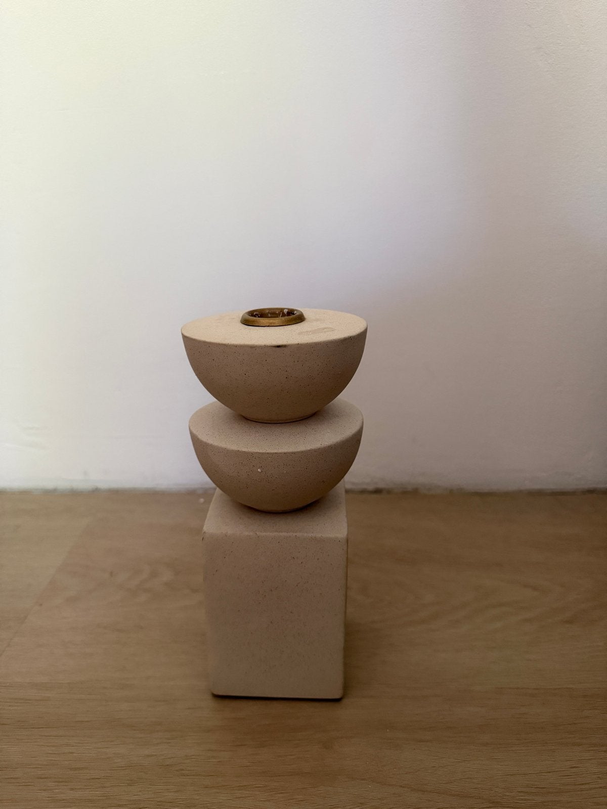 H&M Home Kandelaar - Beige Steen/Keramiek, Ophalen, Gebruikt, Overige merken, Beige