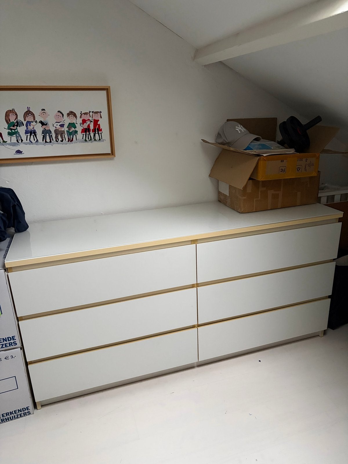 IKEA ladekast met witte glasplaat, 5 laden of meer, Ophalen, Gebruikt, Glas