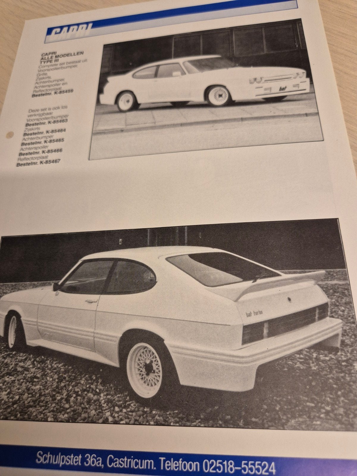 jaren 80 Ford Tuner brochure Ford Capri mk3 Ford Fiesta XR2i, Ophalen of Verzenden, Zo goed als nieuw, Ford