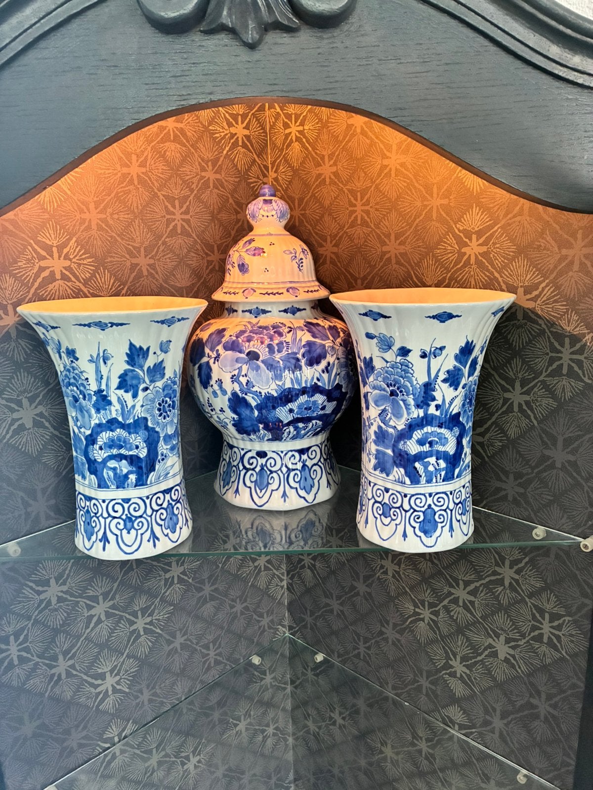 De Porceleyne Fles – 3‑delige set met certificaat, Antiek en Kunst, Ophalen of Verzenden