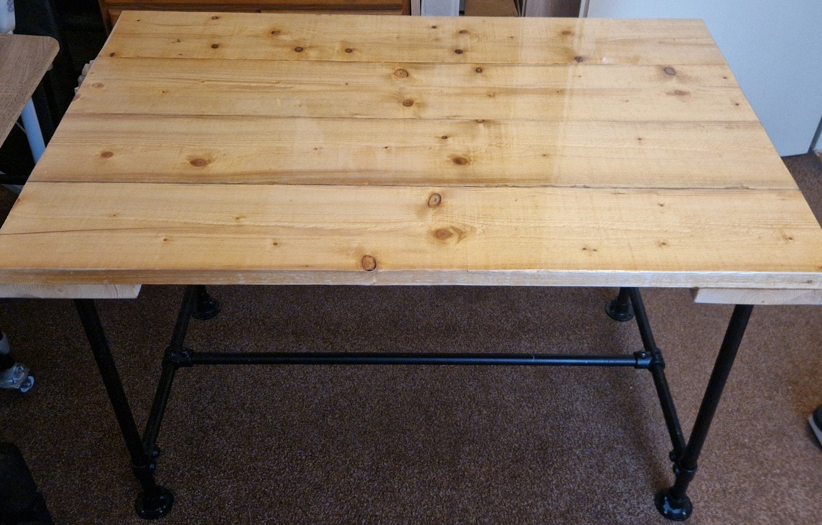 Steigerhouten tafel met steigerbuizen frame, Gebruikt, 100 tot 150 cm, 50 tot 100 cm, Industrieel, Robuust