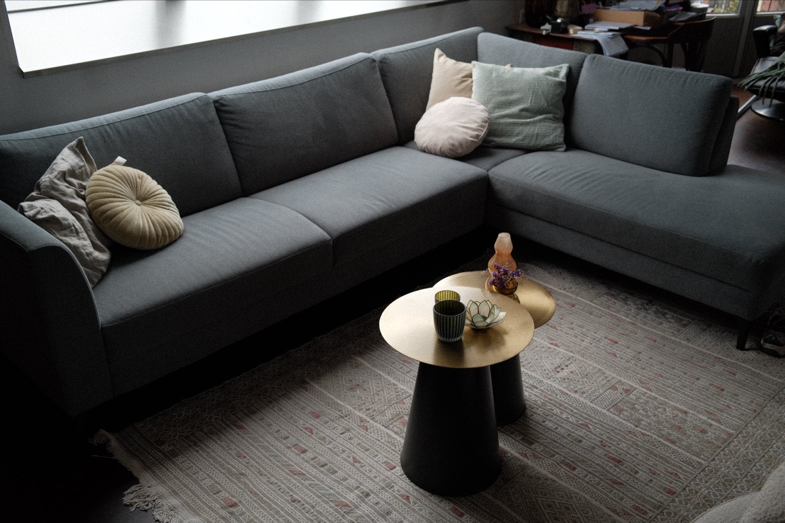 Moderne Hoekbank - Grijs/blauw. Ruim en Comfortabel, Ophalen, 250 tot 300 cm, 100 tot 125 cm, Hoekbank