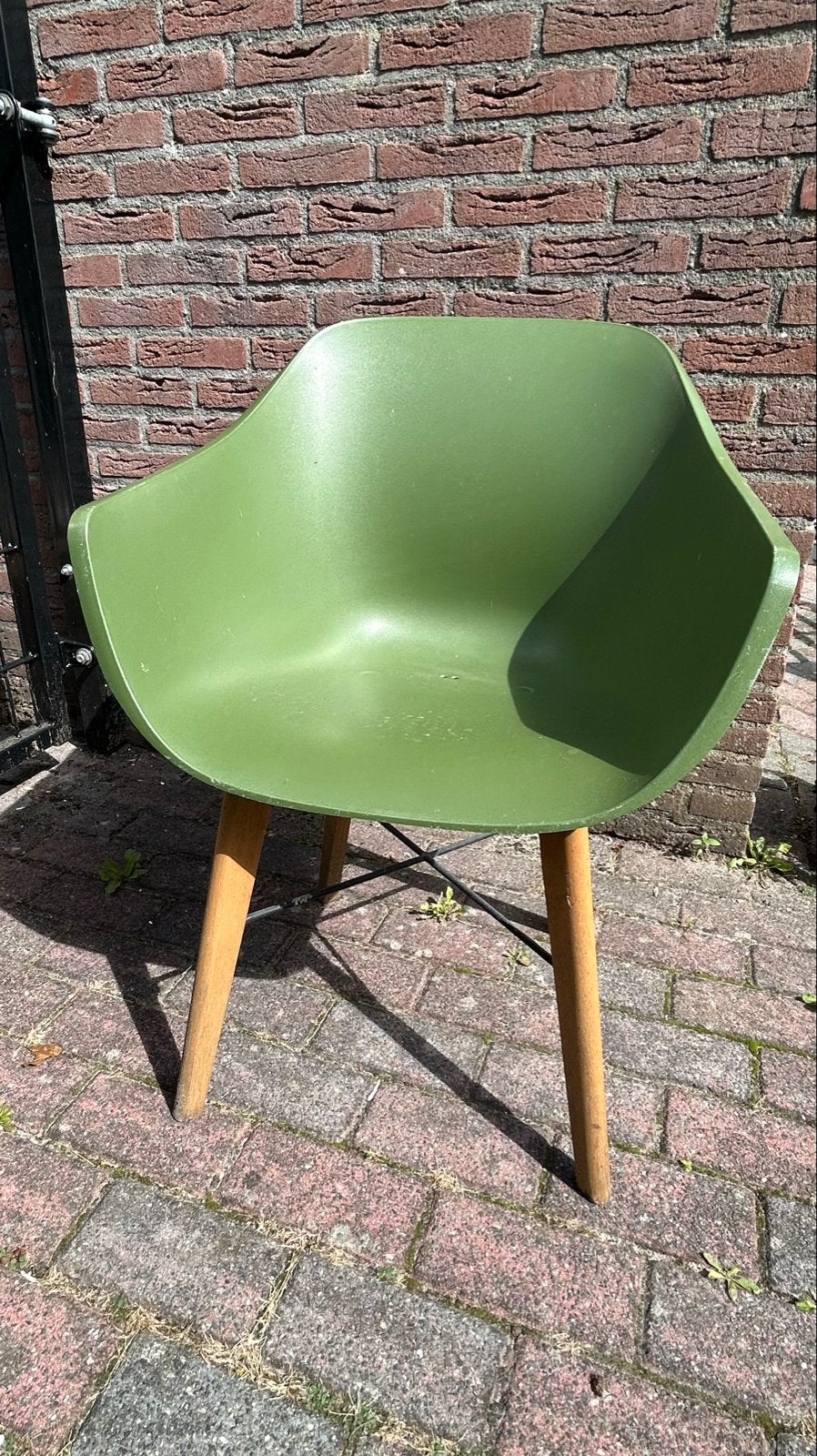6x groene kuipstoel Hartman met houten poten, Ophalen, Gebruikt, Hout