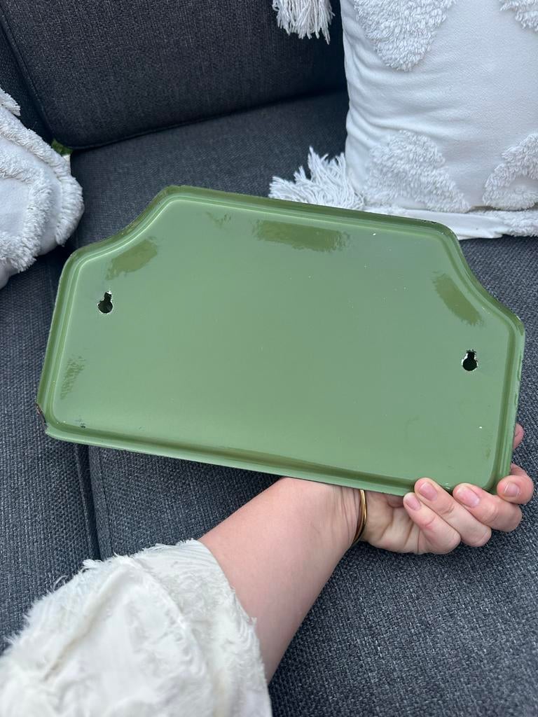 Vintage Emaille Handdoekrekje Groen Retro, Antiek en Kunst, Antiek | Emaille, Ophalen of Verzenden
