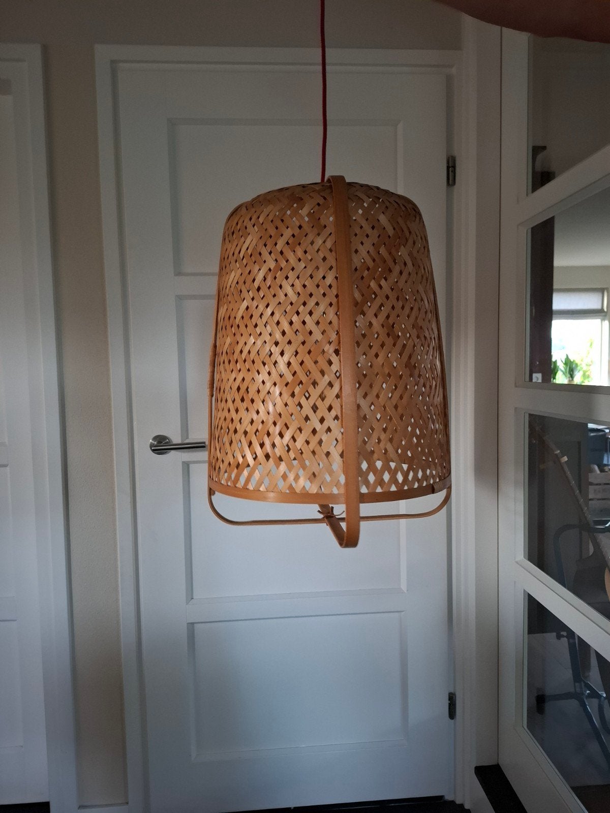 Bamboe/Rieten  Hang Lamp., Ophalen, Zo goed als nieuw, Natuurlijk materiaal