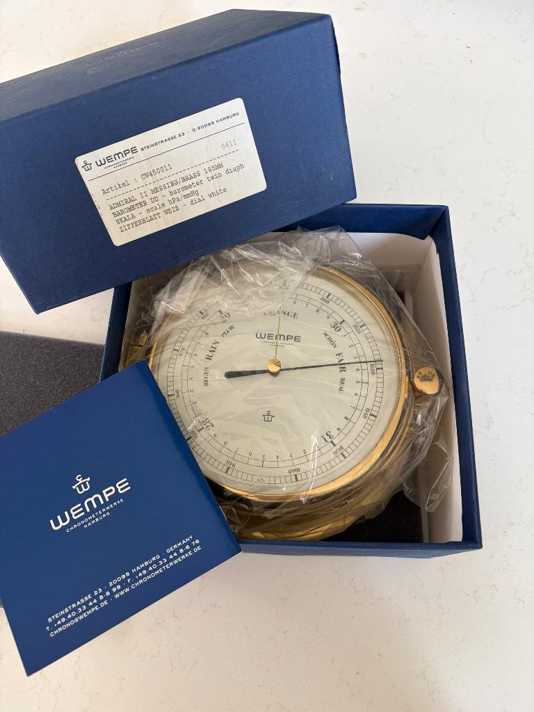 Wempe Admiral II Barometer messing 185mm CW450011, Ophalen, Nieuw, Overige typen