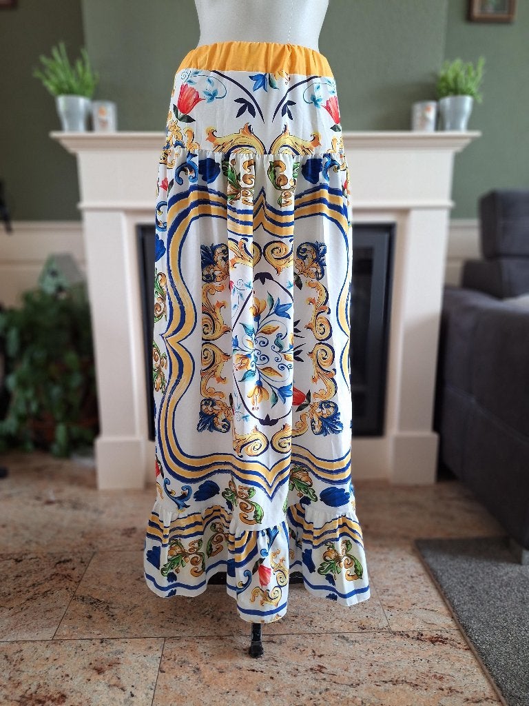Made in Italy schitterende lange rok 36 38, Maat 38/40 (M), Made in Italy, Zo goed als nieuw, Onder de knie