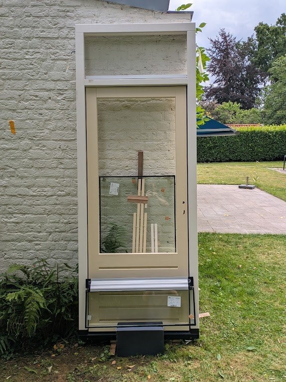Meranti-kozijn met deur, 80 tot 100 cm, 215 cm of meer, Nieuw, Buitendeur