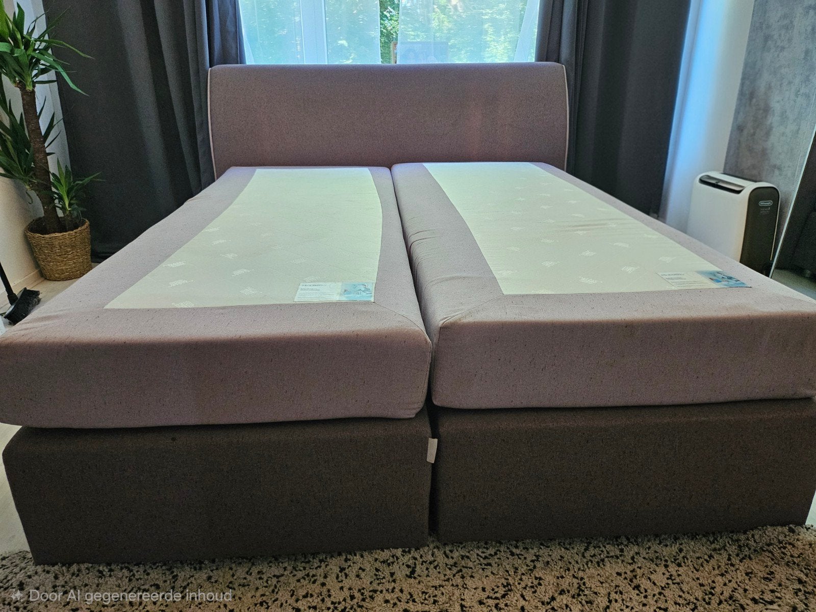 Boxspring 180x210 + Hoofdbord (Italiaans design), Bruin, 210 cm, Tweepersoons, Zo goed als nieuw