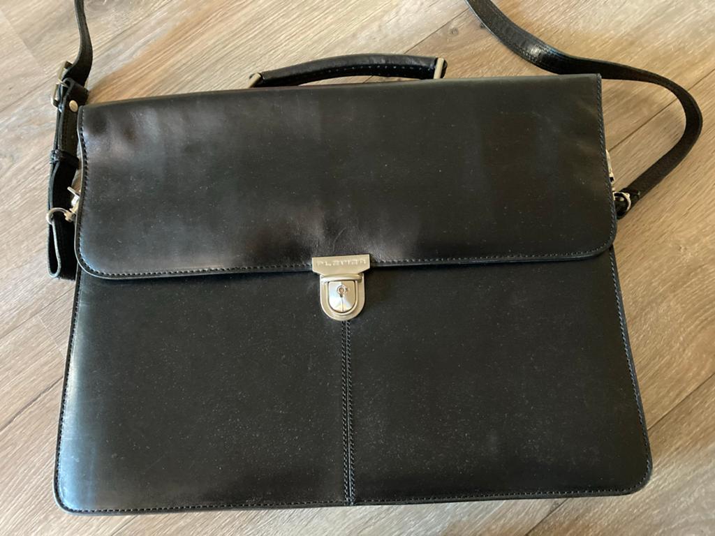 Plevier Leren Aktetas / Laptoptas Zwart, Ophalen, Plevier, Gebruikt, Aktetas