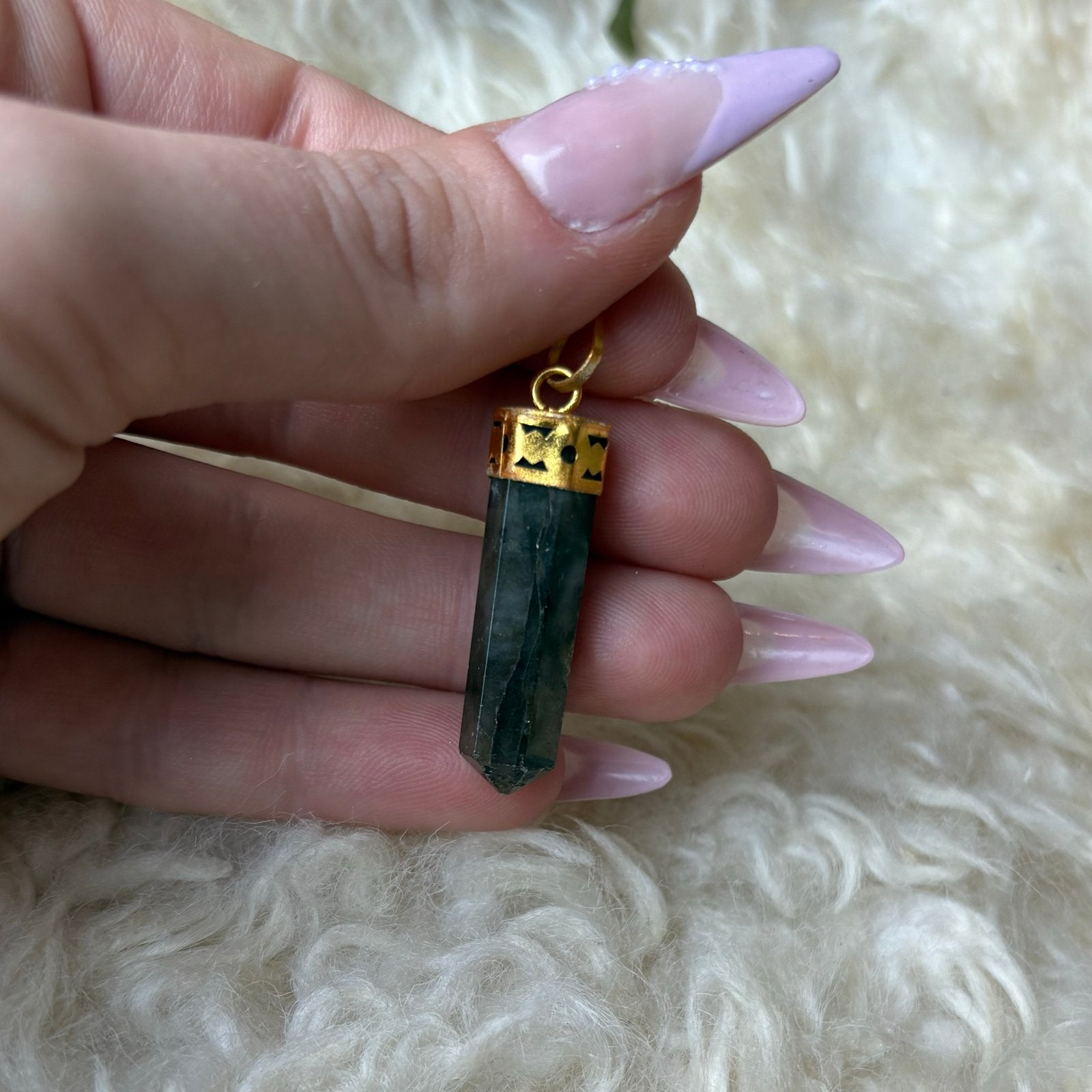 Labradoriet hanger met gouden accenten, Verzenden, Nieuw