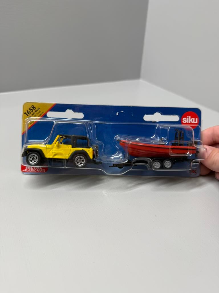 Siku 1658 auto met boot, Ophalen of Verzenden, Gebruikt, Auto, SIKU