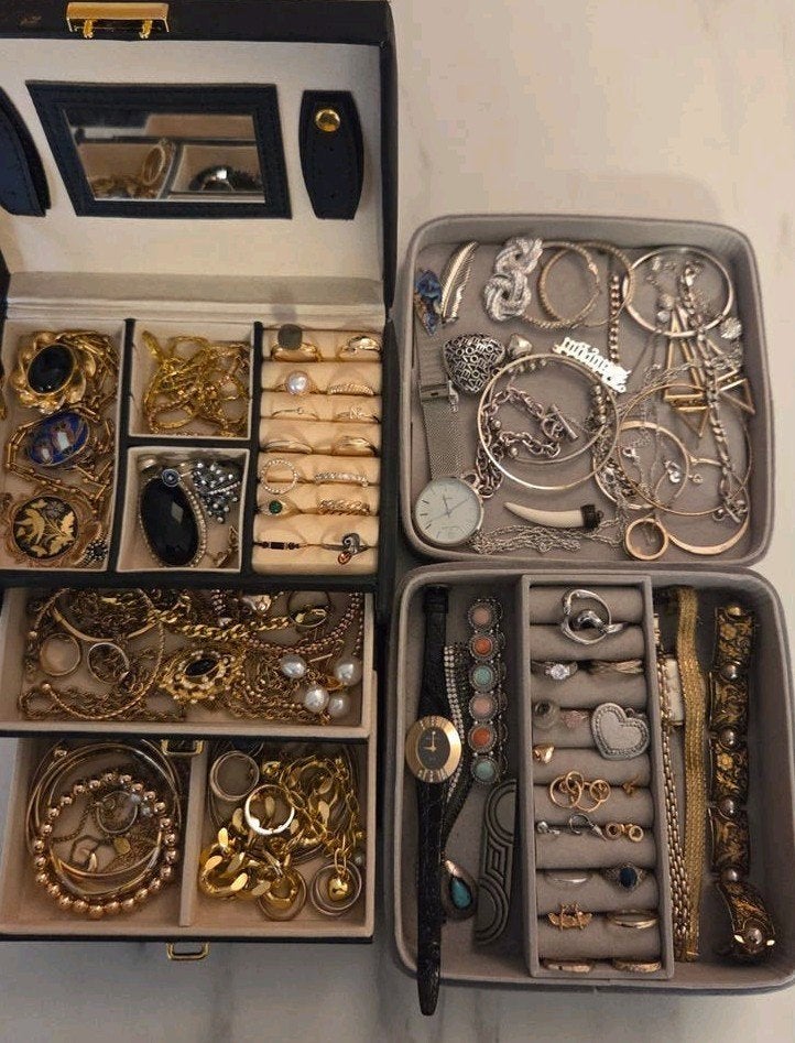 Complete sieraden collectie met oa echt goud, zilver, double, Verzenden, Goud