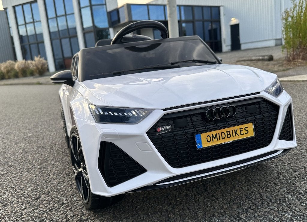 Kinder Auto Audi RS6 12v wit +RC / Leder / Rubberband NIEUW, Ophalen of Verzenden, Nieuw, Overige typen