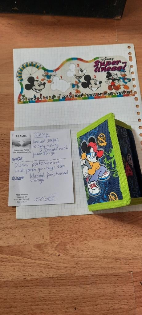 Vintage Disney Mickey Mouse Portemonnee & Lineaal, Verzamelen, Disney, Ophalen of Verzenden