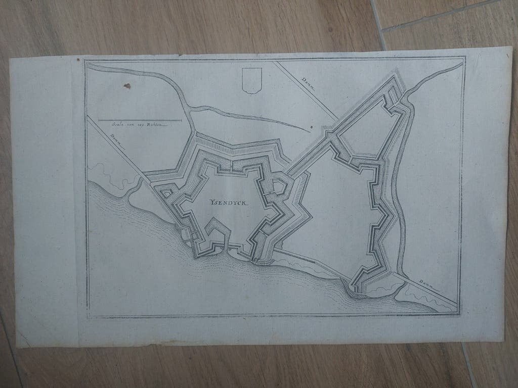 24 / Plattegrond IJzendijke  - Ysendyck Gravure uit 1659, Antiek en Kunst, Ophalen of Verzenden