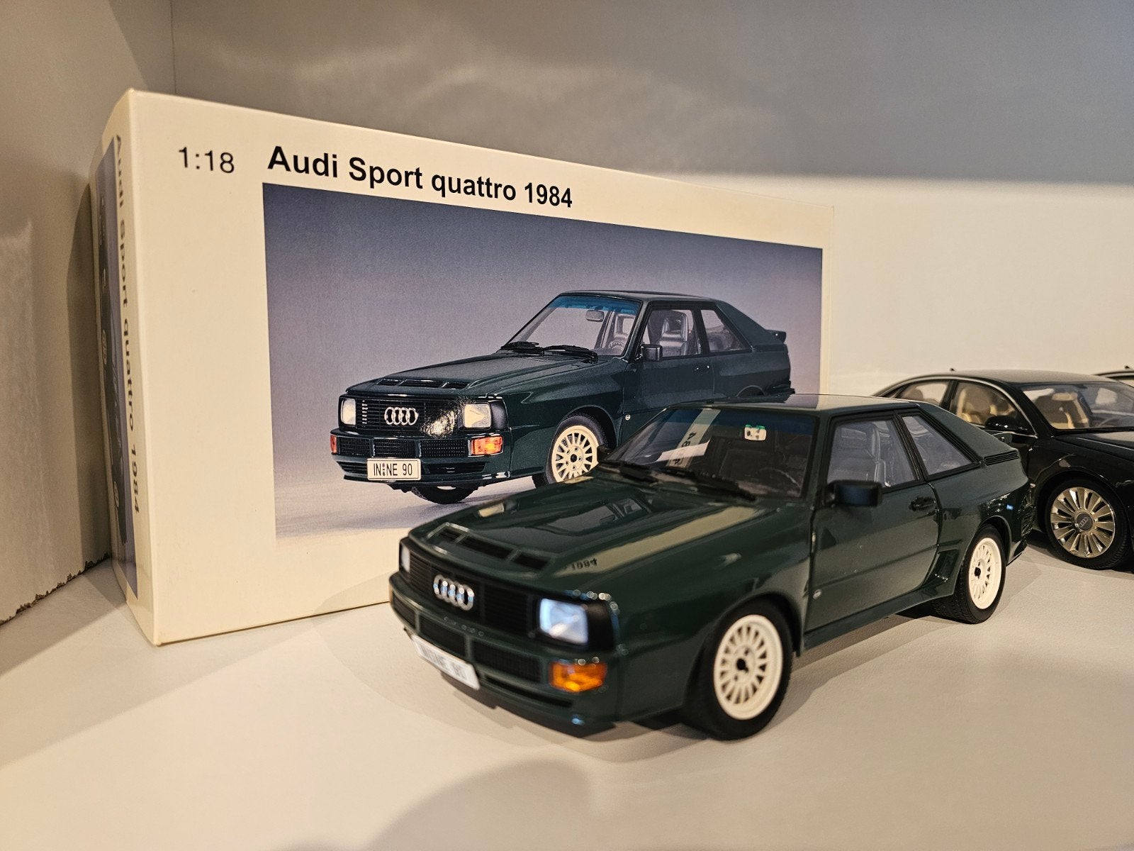 AutoArt Audi Sport quattro 1984 groen 1:18 zeldzaam, Ophalen of Verzenden, Zo goed als nieuw, Auto, Autoart