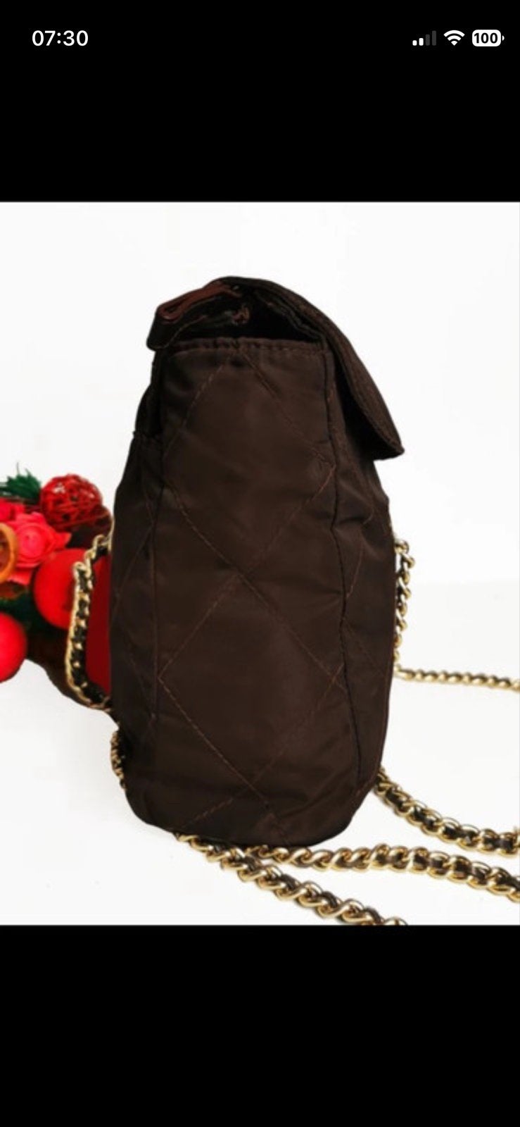 Prada schoudertasje bruin met gouden ketting, Ophalen of Verzenden, Gebruikt, Bruin, Schoudertasje