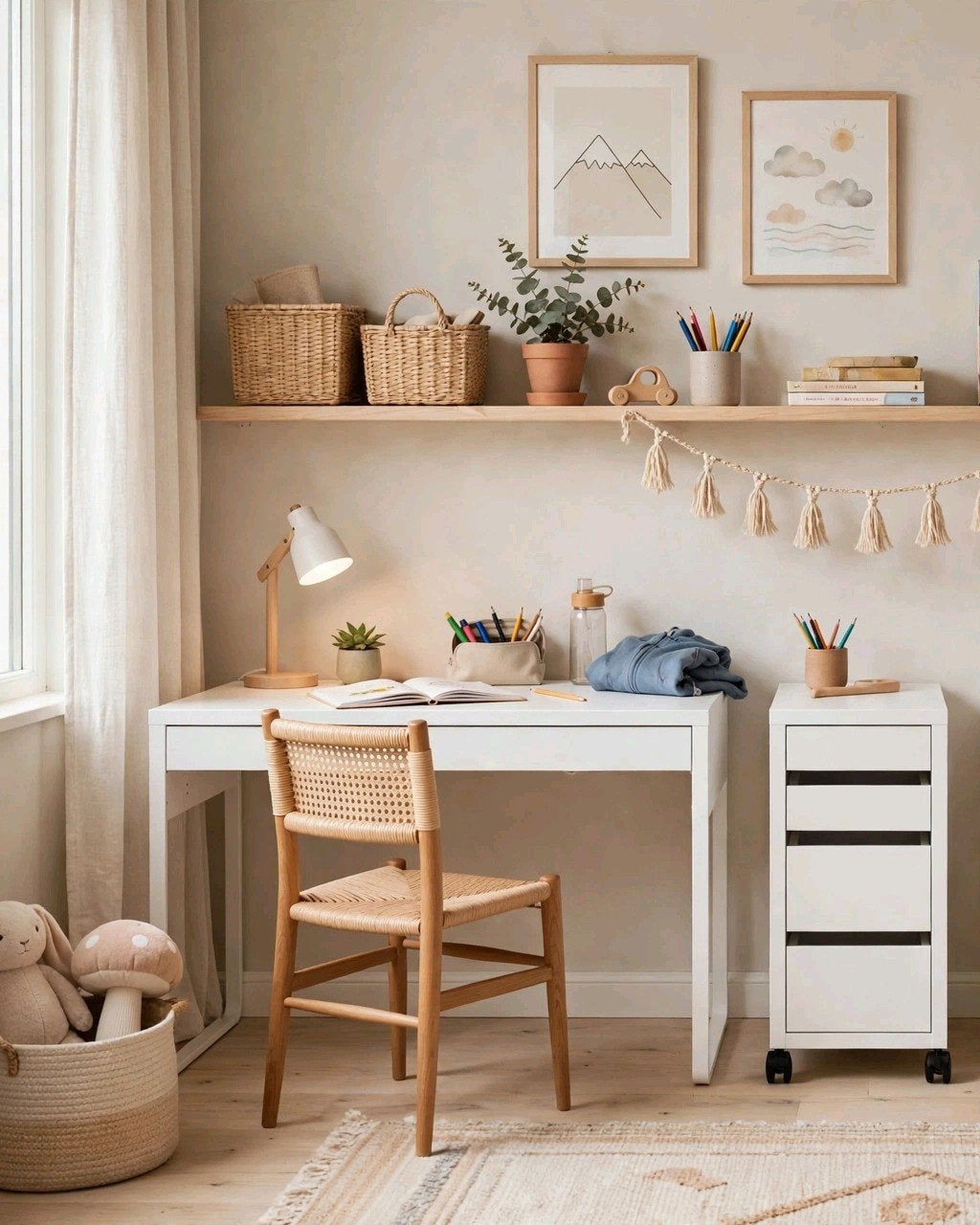 Leuk bureau, IKEA Micke + ladekastje, Ophalen, Gebruikt, Met lades, Spaanplaat of MDF