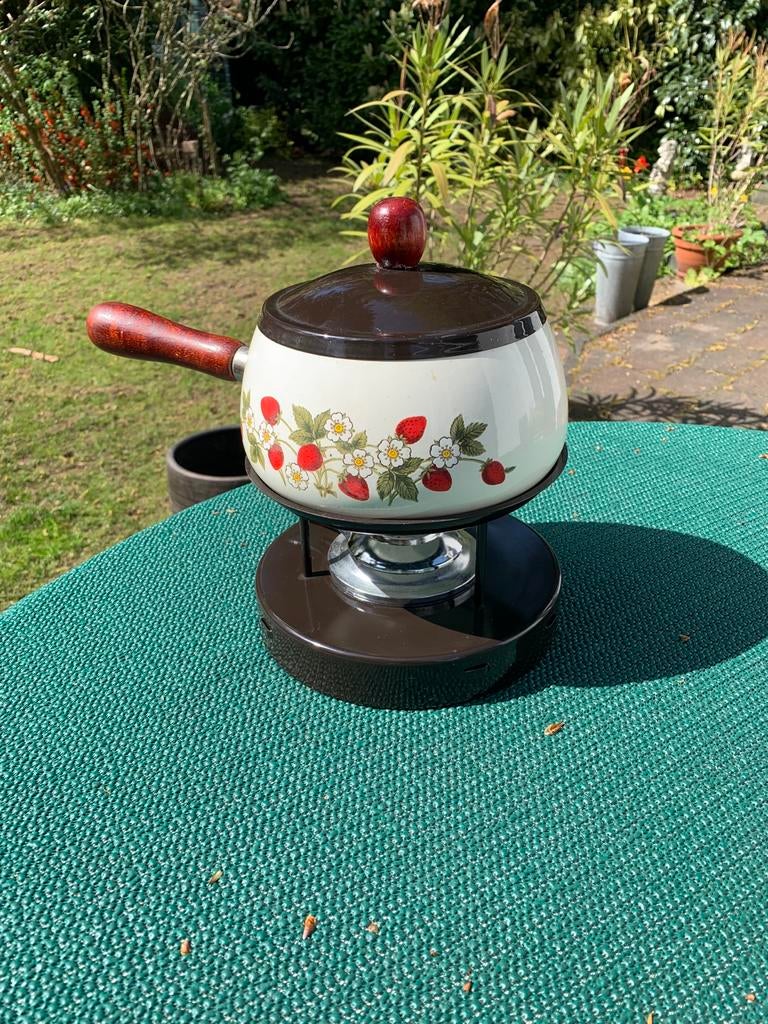 Fondue pannetje met vintage look, Witgoed en Apparatuur, Fonduesets, Ophalen, Zo goed als nieuw, Brander, Fonduepan