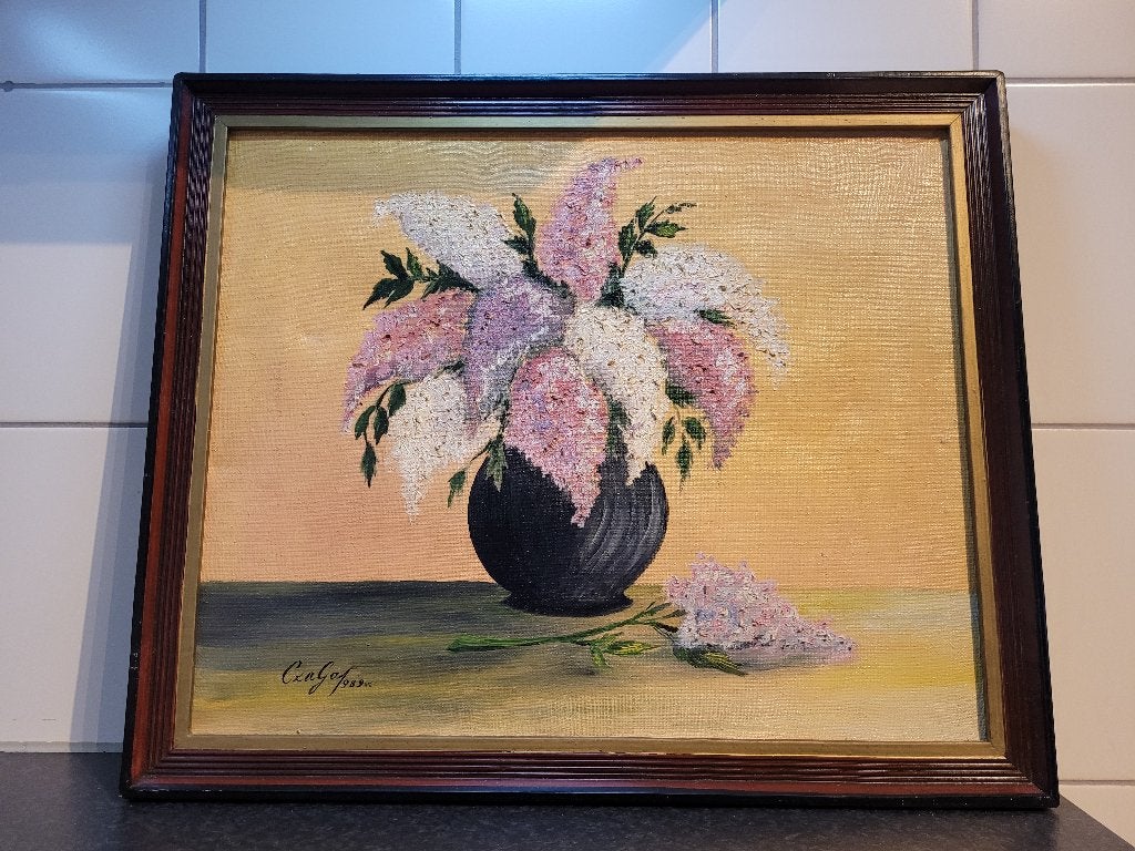 klassiek olieverf- of acryl-stilleven, Antiek en Kunst, Ophalen of Verzenden